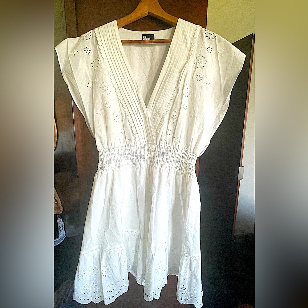 The Kooples France - breezy white cotton dress with eyelet detail.
